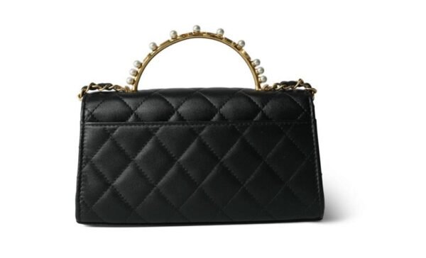 Chanel Black Lambskin Quilted Pearl Crystal Top - Image 3
