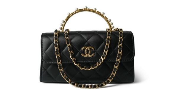 Chanel Black Lambskin Quilted Pearl Crystal Top - Image 4