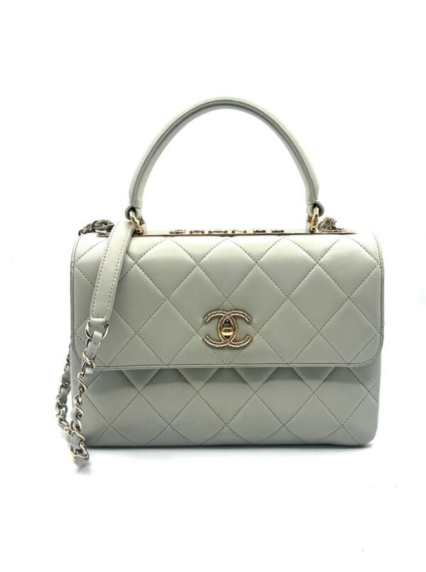 Chanel Flap Bag With Top Handle Grey