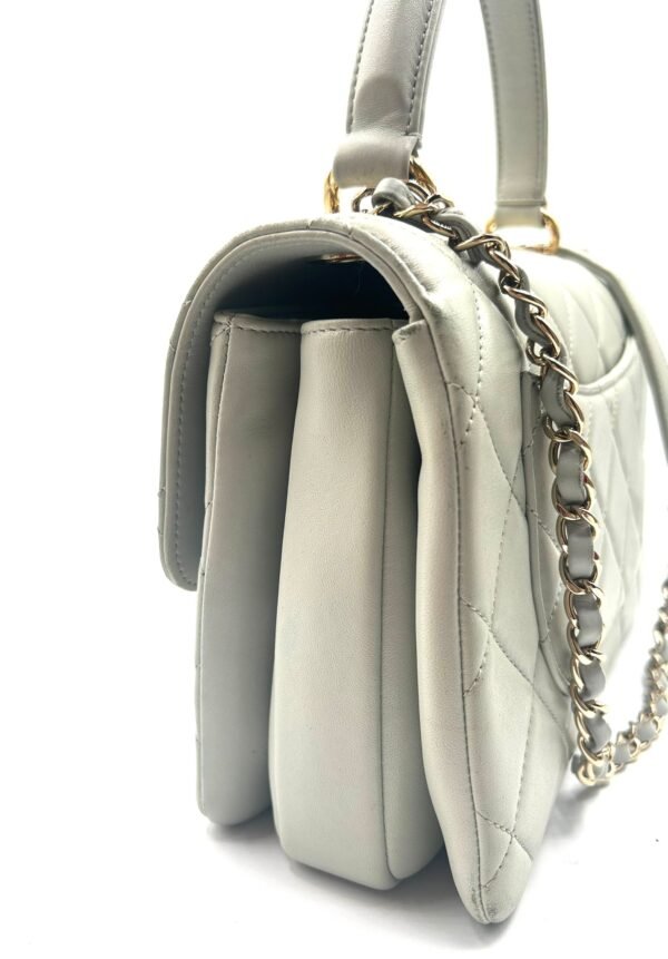 Chanel Flap Bag With Top Handle Grey - Image 3