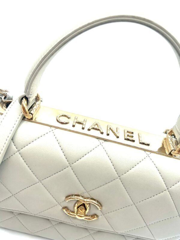 Chanel Flap Bag With Top Handle Grey - Image 4