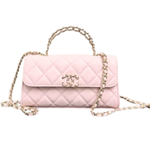 Chanel Top Handle Phone Holder With Chain Pink