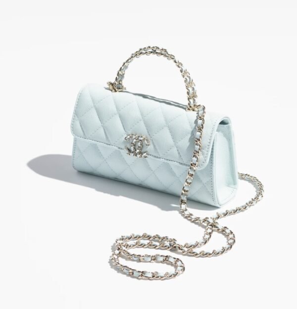 Chanel Top Handle Phone Holder With Chain LightBlue - Image 2