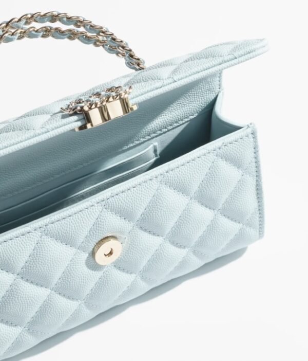 Chanel Top Handle Phone Holder With Chain LightBlue - Image 4