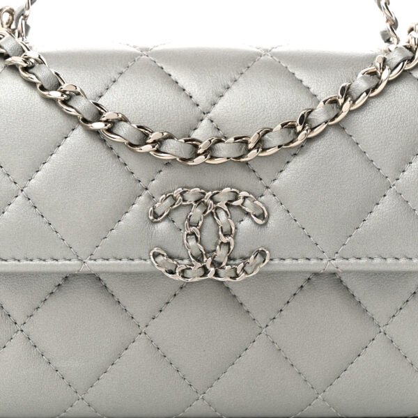 Chanel Top Handle Phone Holder With Chain Silver - Image 2