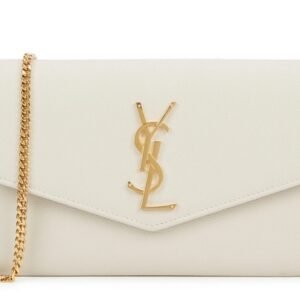 YSL Leather Wallet-on-chain White