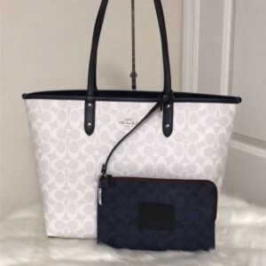 Coach Reversible Blocked Signature Tote and Wristlet