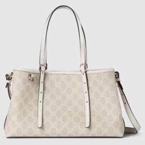 Gucci GG Emblem Small Tote Bag – Beige White