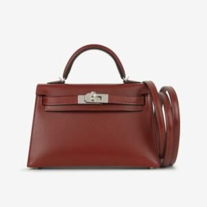 Hermes Mini Kelly RougeH Box Calf PHW