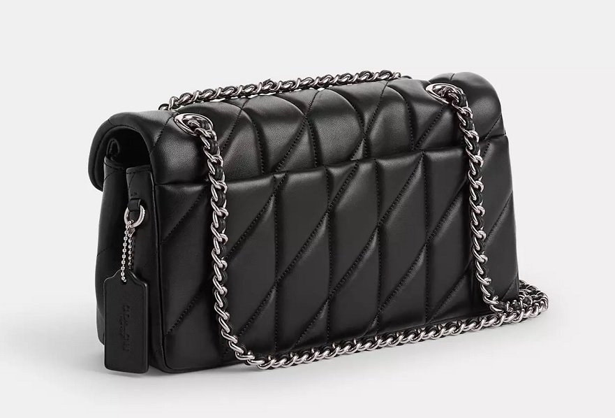 Tabby Shoulder Bag 26 With Pillow Quilting – Black/Silver - Image 2