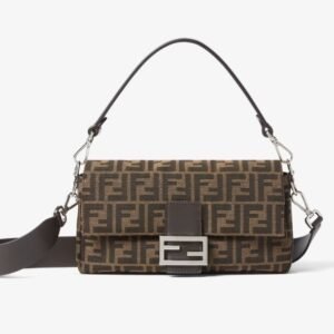 Fendi Baguette Tobacco Brown FF Jacquard Fabric bag