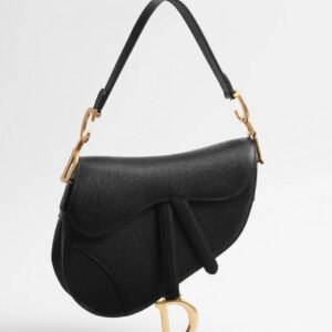 Saddle Bag with Strap Black Grained Calfskin