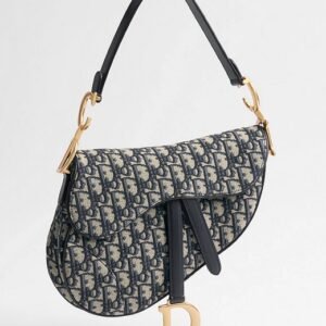 Saddle Bag with Strap Blue Dior Oblique Jacquard