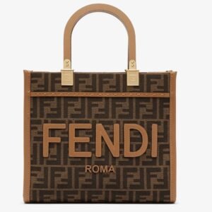 Fendi Sunshine Large Brown FF Jacquard Fabric Bag