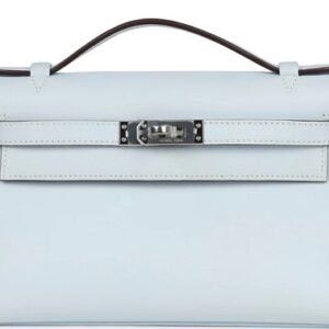 Hermes Kelly Pochette Bleu Brume Swift leather PHW