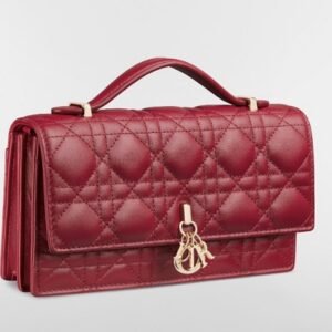 My Dior Large Bag - Latte Cannage Lambskin Cherry Red