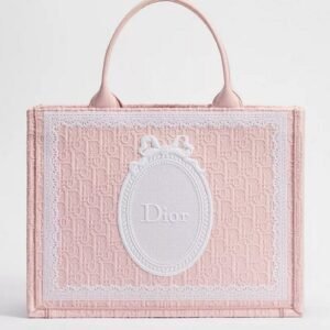 Dioramour Medium Dior Book Tote with Strap - Soupir Pink