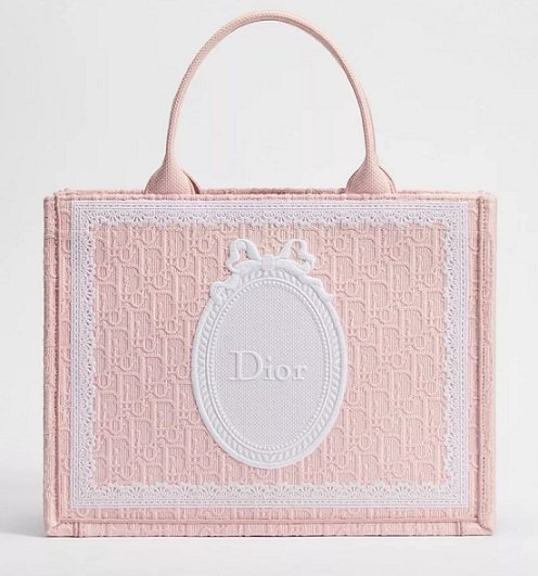Dioramour Medium Dior Book Tote with Strap - Soupir Pink